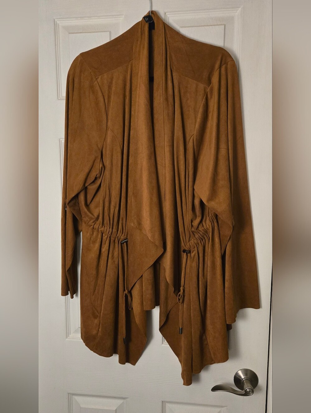 torrid Camel Brown Suede-Look Open Front Cardigan
